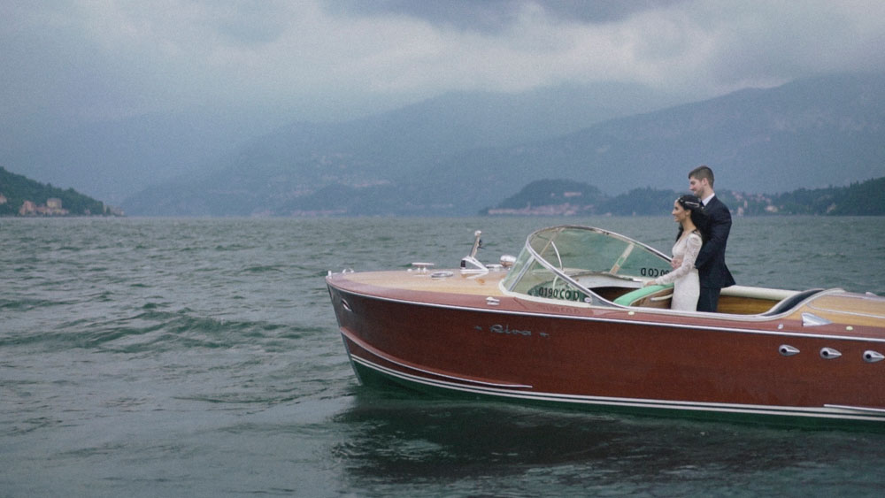 romantic wedding lake como balbianello riva speed boat