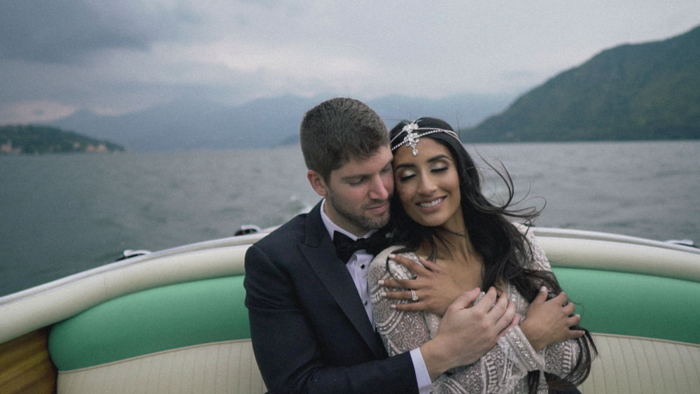 romantic couple shot lake como balbianello videographer