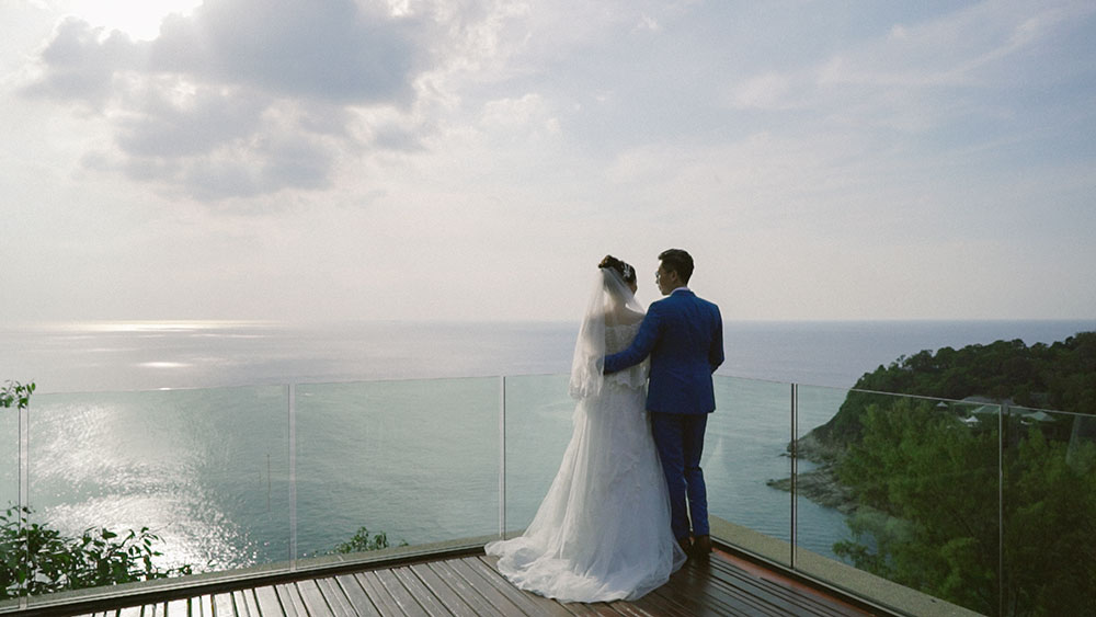 couple shot wedding videographer phuket paresa
