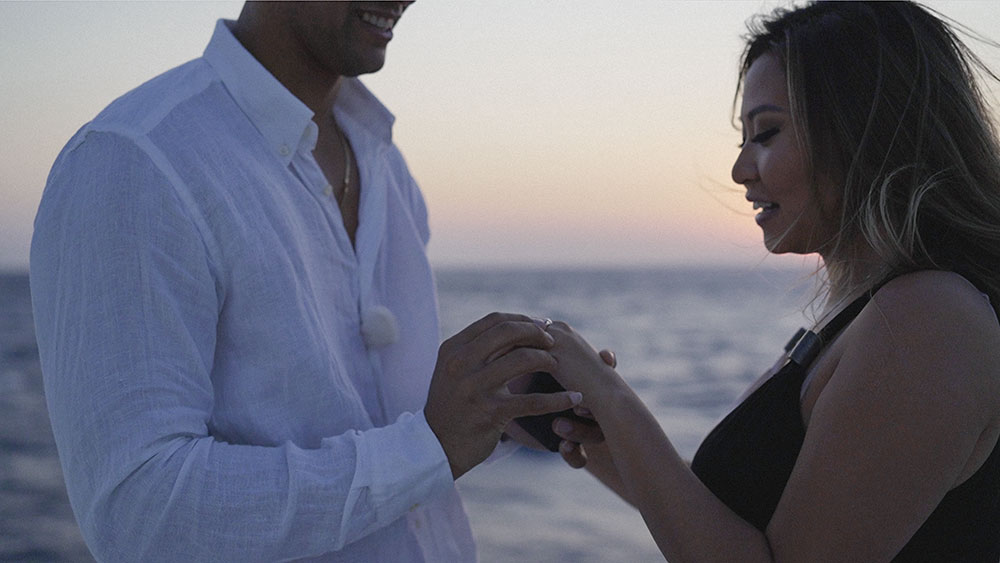 she said yes in greece mikonos santorini engagement boat